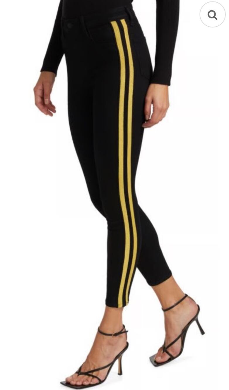 L’Agence Margot Skinny Jeans Black Gold Shimmer Stripe Women’s Size 28 LUX Denim